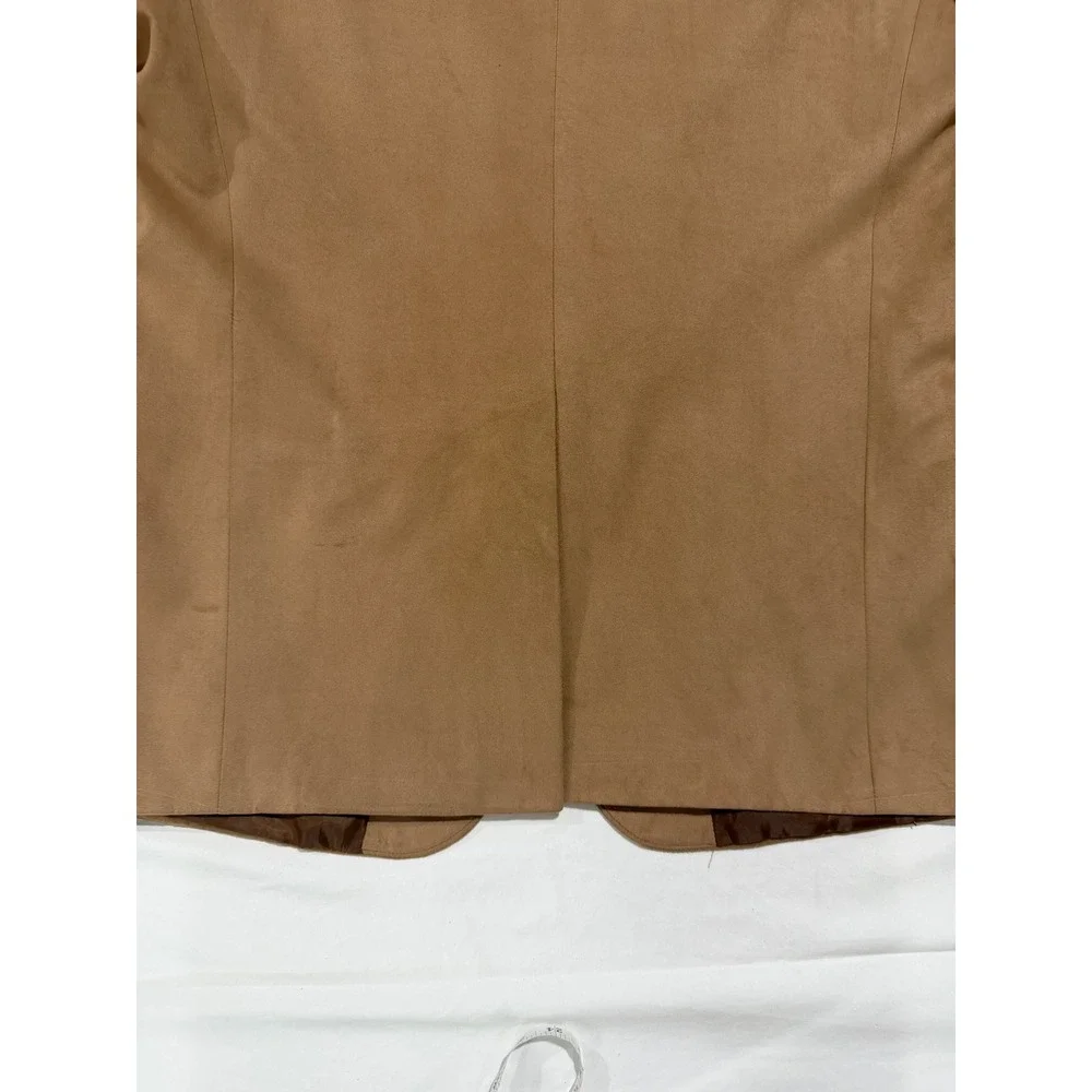 Western Style Tan Faux Suede Blazer Sport Coat 48L Cowboy Ranch Jacket Vtg 90s